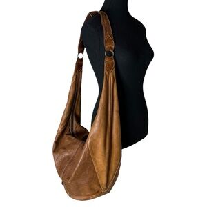 Classic Brown Leather Hobo Shoulder Bag